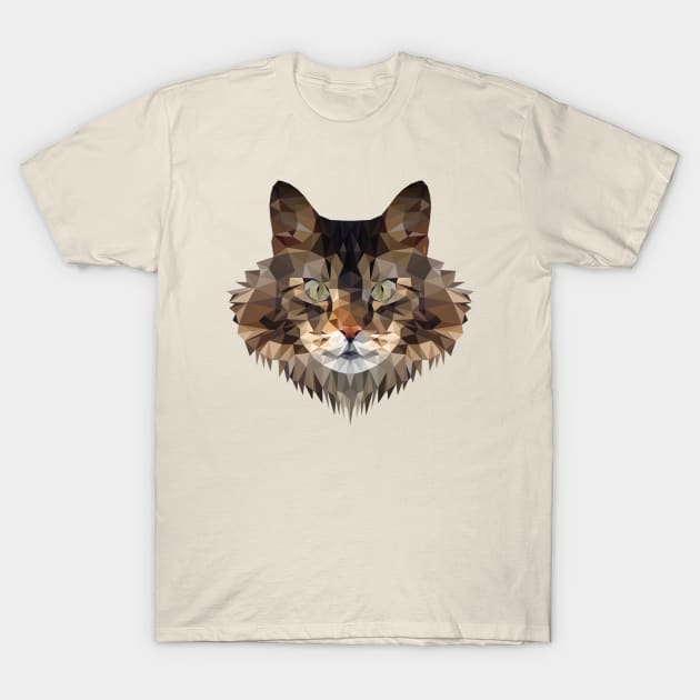 Maine Coon Cat Polygon Art - Coloured T-Shirt by meownarchy